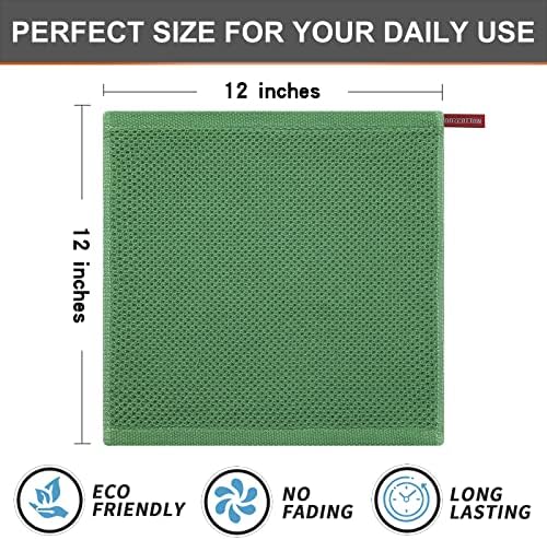 Kitinjoy 100% Cotton Waffle 6-Pack Kitchen Towels, Grass Green - Image 5