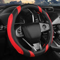Concave Convex Massage Black Red Microfiber Leather Steering Wheel Cover by ExquisiteCarAccessories