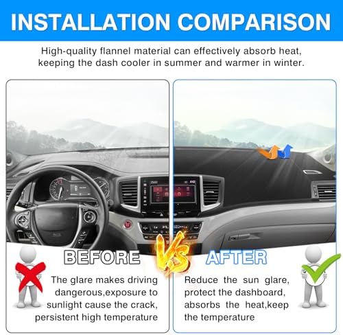 Autorder Dashboard Cover Mat for Honda Pilot 2016-2022 / Passport 2019-2025 / - Image 3