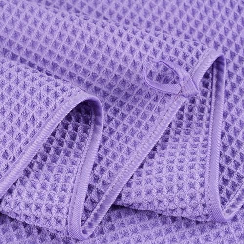 POLYTE 430 GSM Poly Blend Microfiber Quick Dry Waffle Bath Towel Set of 6 - Image 3