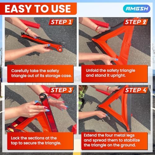 2 Pack Emergency Triangle + 2 Pack Reflective Vest - Image 3