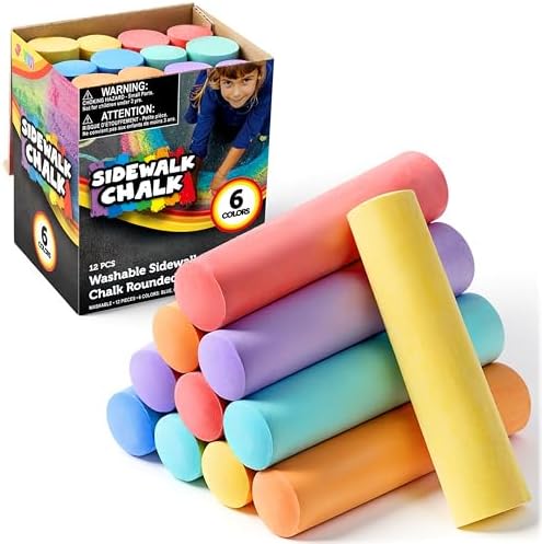 JOYIN 12 PCS Washable Sidewalk Chalks Set Non-Toxic Jumbo Chalk by JOYIN