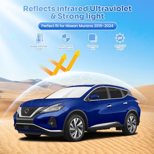 Canvcle Window Shades for 2015-2024 Nissan Murano Accessories Windshield Sun - Image 2