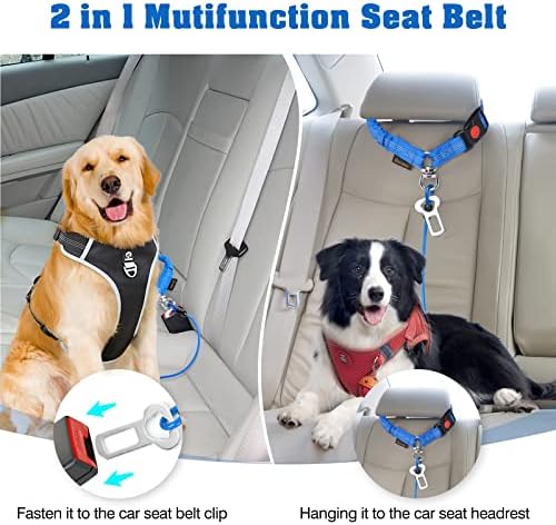 Chew Proof Dog Car Seat Belt, 2 in 1 Steel Cable Dog Car Accessories Headrest - Image 3