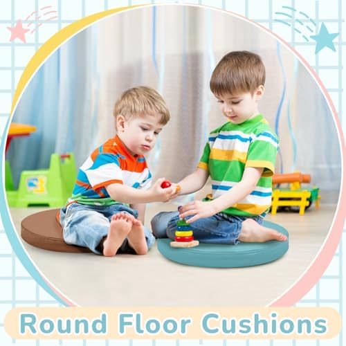 Juexica 8 Pcs Floor Cushions Kids, Advanced Color, 13.8 x 13.8 x 2 Inch - Image 5