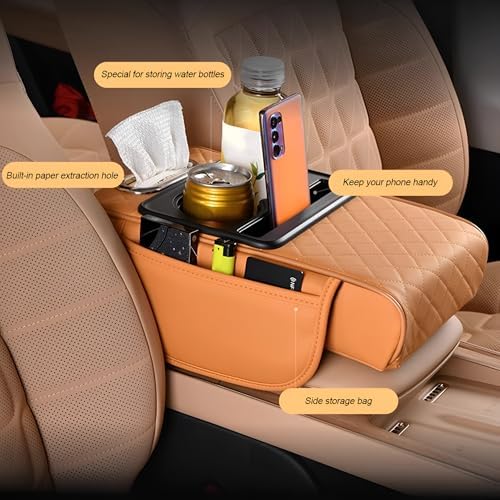 Zpana 4 in 1 Car Center Console Armrest Pillow, Memory Foam, Wine Red - Image 5