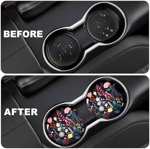 2 Pack Car Cup Holder Coasters, 2.63 Inch Anti Slip Ceramic Absorbent Coaster - Image 6