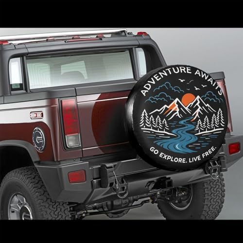 Spare Tire Cover，Adventure Awaits Camper Spare Tire Cover Waterproof Sun - Image 3