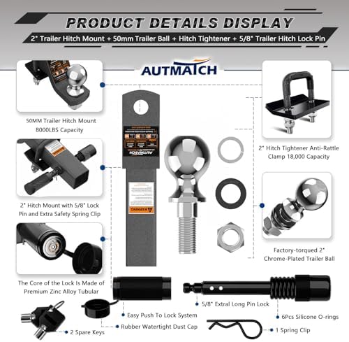 AUTMATCH Trailer Hitch Ball Mount - Image 2