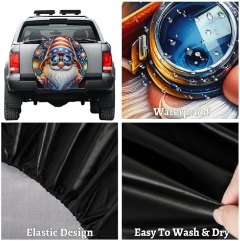 Rv Spare Tire Cover Wheel American Flag Gnomes Tire Covers Wheel Protectors - Image 4