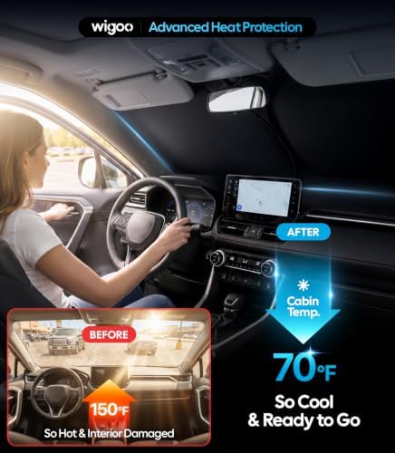 Wigoo Car Windshield Sunshade, Keeps Interior Cool - Image 2