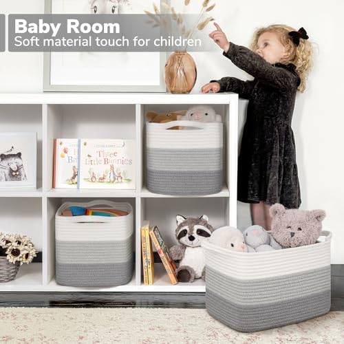Goodpick Woven Storage Basket for Shelves, Gradient Gray - Image 3