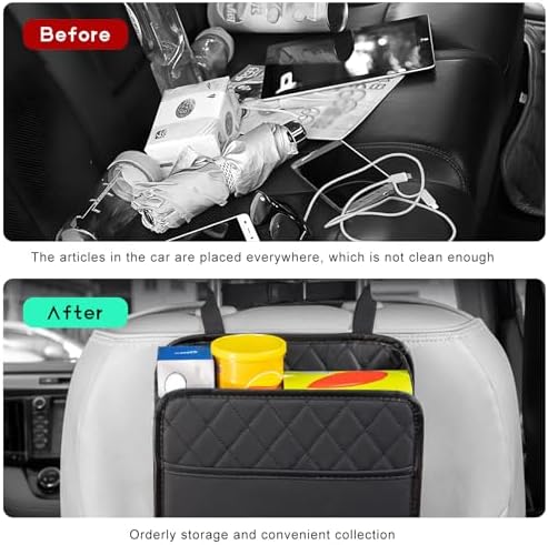 Car Back Seat Organizer, Large Capacity Foldable Car Headrest Hanging Organizer - Image 3