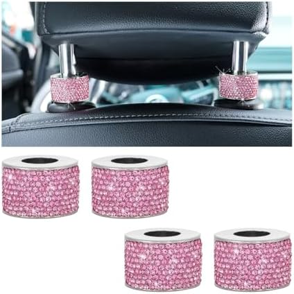 4PCS Bling Car Headrest Collars, Crystal Rhinestone Automotive Head Rest Collars by KHGUZ