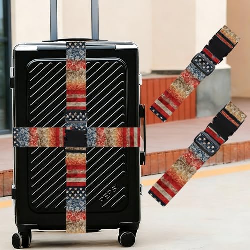 2 Pack Independence Day Luggage Straps 1.97 x 70.87 Inch Vintage Red White Blue - Image 2