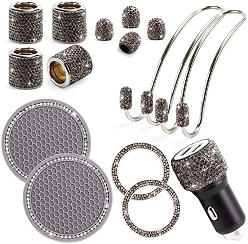 ToBeQueen 15 Pack Grey Bling Car Accessories Set by ToBeQueen