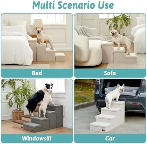 COZY KISS Dog Stairs with Storage, 16.7" H Wider Dog Steps - Image 4