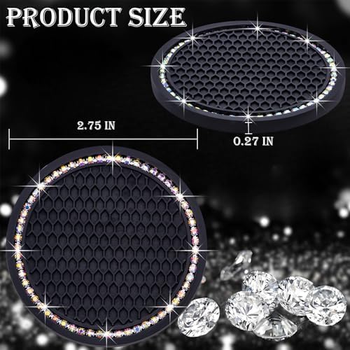 2PCS Bling Cup Holder Coaster, 2.75 Inch Auto Car Cup Holder Insert Coasters - Image 2