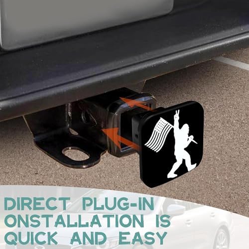 Trailer Hitch Cover, Sasquatch Holding the American Flag Tow Hitch Cover - Image 6