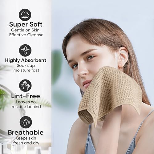Microfiber Waffle Face Towels, 2 Pieces, Fast Drying, Lint Free 430 GSM - Image 4