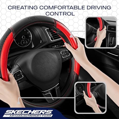 Skechers Air-Cooled Steering Wheel Cover, Leather Car Steering Wheel Cover - Image 5