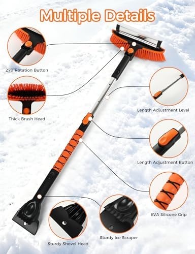 41" Extendable Ice Scrapers for Car Windshield 2-in-1 Snow Brush for Car Snow - Image 5