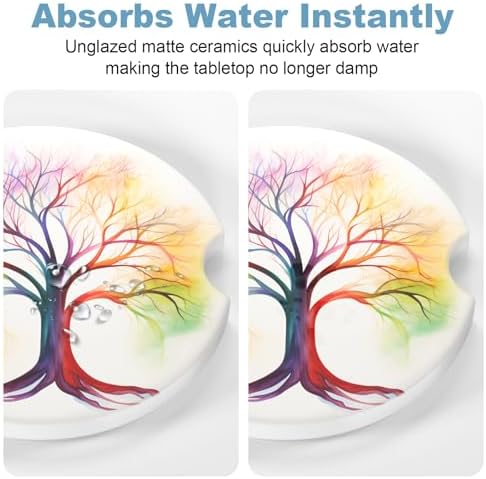 2 Pack Cup Holder Coaster, 2.63inch Anti Slip Insert Absorbent Ceramic Coaster - Image 4