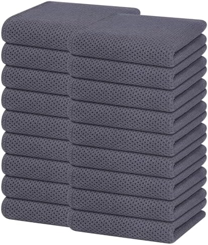 Homaxy 100% Cotton Waffle Weave Kitchen Dish Towels 18-Pack, Dark Grey by Homaxy