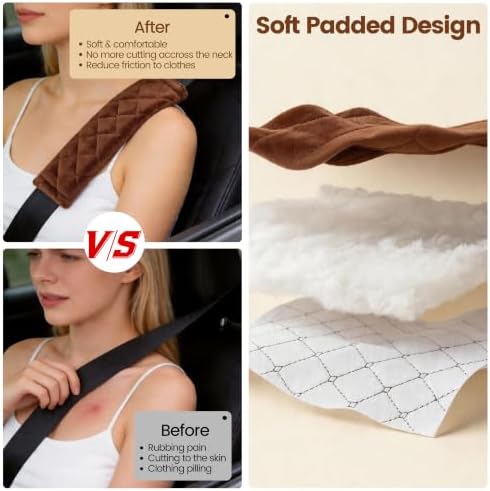 Amooca 2 Pack Seat Belt Covers Soft Shoulder Pad - Image 2