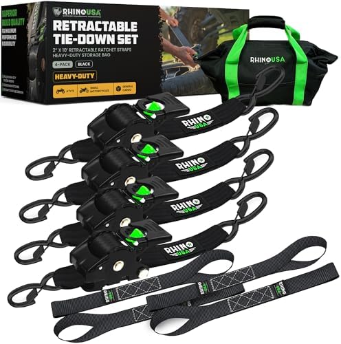Rhino USA Retractable Ratchet Straps - 2in x 10ft by RhinoUSAInc