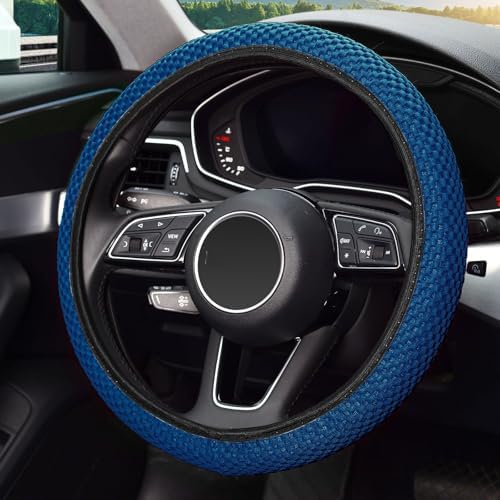 KAFEEK Elastic Stretch Steering Wheel Cover, Universal 15 Inch, Light Blue - Image 3