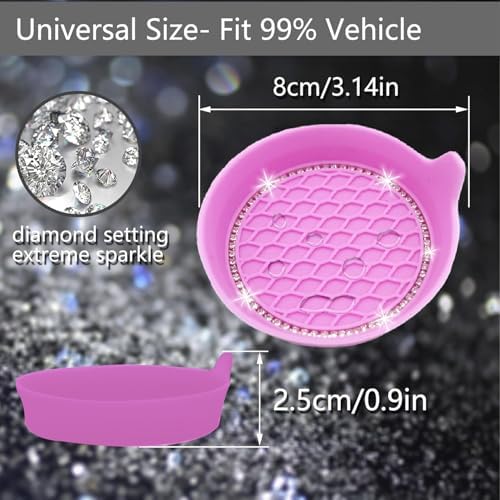 NBTEPEM 4pcs Bling Car Cup Holder Coaster, 2.75 inch Anti-Slip Shockproof - Image 2