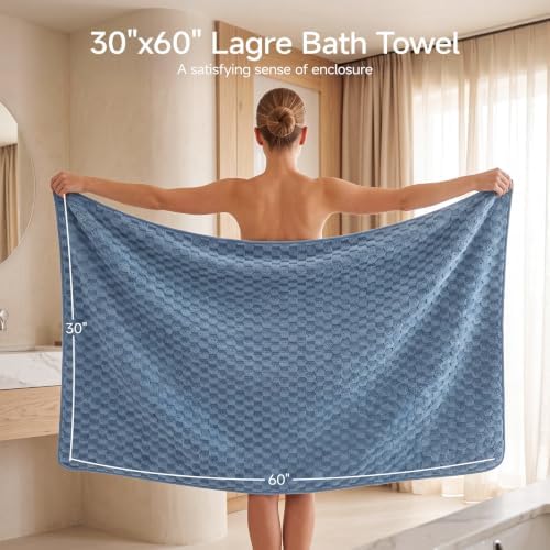 REDKISS Blue Gray Microfiber Bath Towels Large, Super Absorbent - Image 3