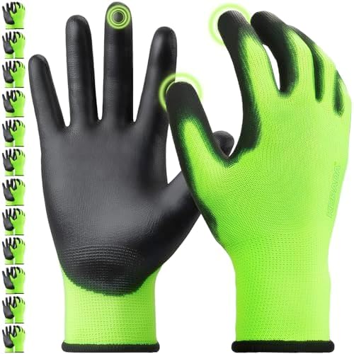 Kebada W1 Safety Work Gloves for Men & Women, Touchscreen, PU Coated by KEBADA