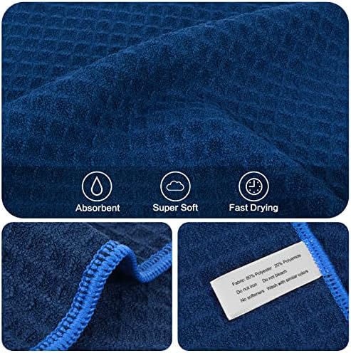 KinHwa Waffle Microfiber Dish Cloths Navyblue Kitchen Towels Cleaning Cloth - Image 3