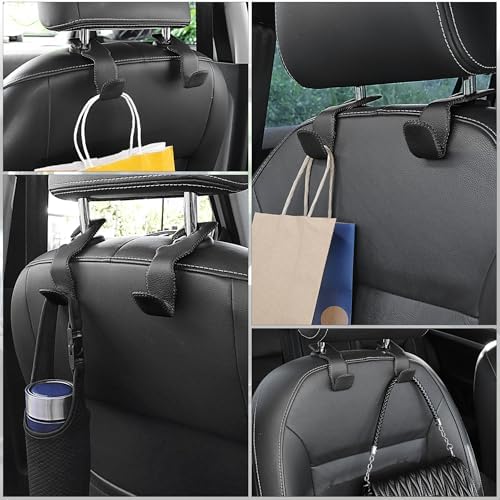 LivTee Headrest Hook for Car, Back Seat Organizer Black Leather Hanger Holder - Image 6