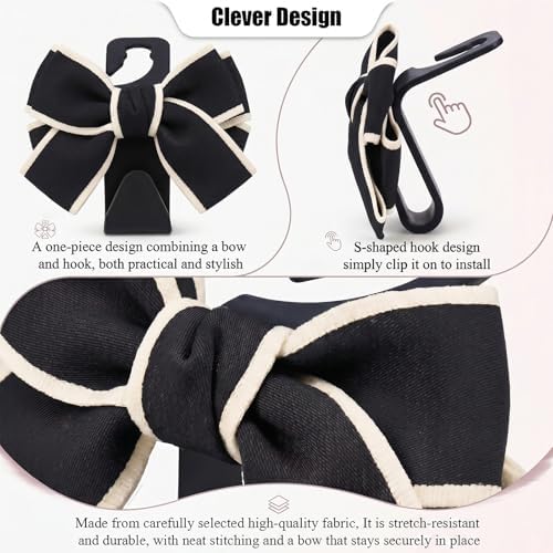 2 Pack Cute Bow Car Seat Headrest Hooks, Purse Hook - Image 3