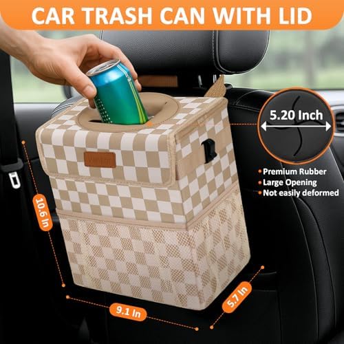 Vankor Car Trash Can with Lid Leak Proof Car Accessories - Image 2