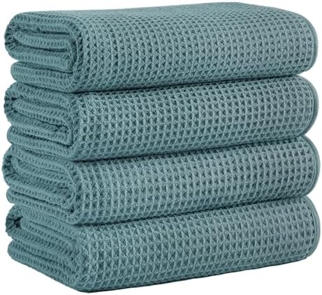 MICROFI Microfiber Waffle Bath Towels, 4 Pieces, Fast Drying, Lint Free 430 GSM by Unknown