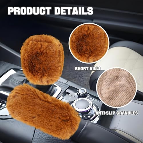 Hovom 2PCS Fluffy Car Gear Shift Knob Cover & Handbrake Cover - Image 3