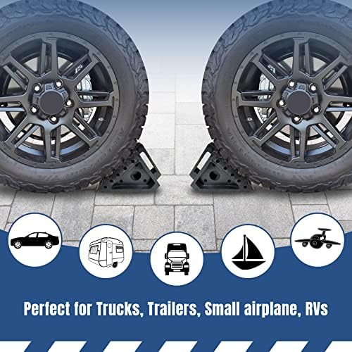 HOXWELL Solid Heavy Duty Rubber Wheel Chocks 4 Packs, Premium Wheel Stopper - Image 4