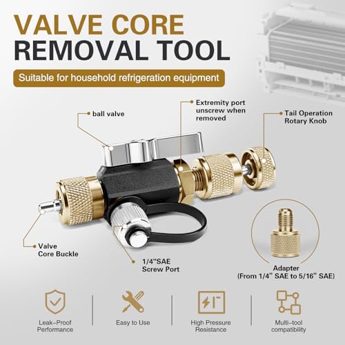 HVAC Valve Core Removal Tool, Valve Core Remover Installer Tool, 1/4"& 5/16" - Image 2