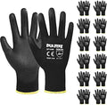DULFINE Safety Work Gloves for Men 12 Pairs, Ultra-Thin PU Coated Black XS by DULFINE
