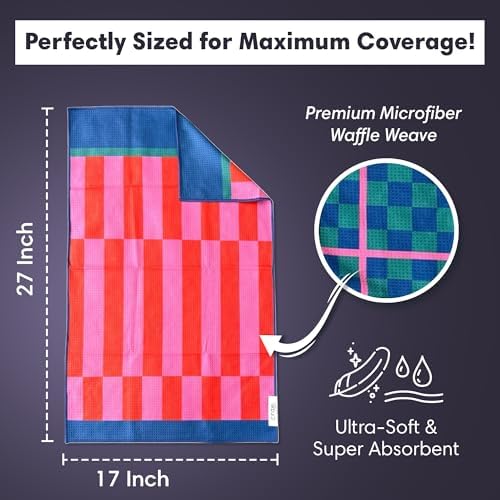 Microfiber Hand Towel & Washcloth Set, Double-Sided Waffle Weave Set of Two - Image 5