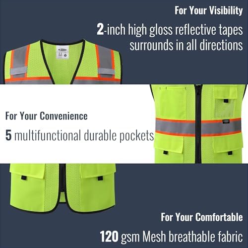 JKSafety Safety Vest for Men Women Hi Vis Relfective Vest - Image 4