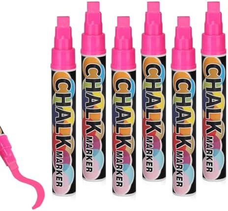 6PCS Pink Jumbo Liquid Chalk Markers Erasable 10mm Reversible Tip by Unknown