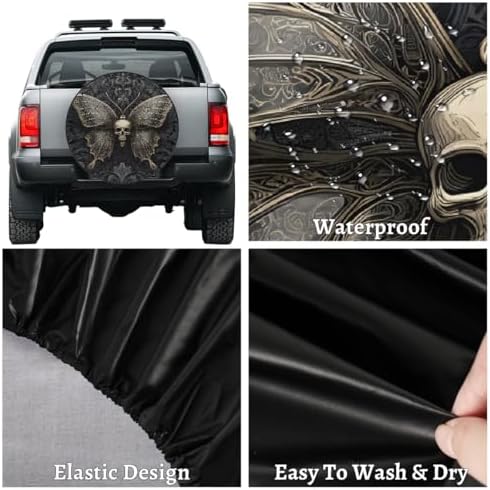 Black Skull Spare Tire Cover Dust-Proof Wheel Protector - Image 4