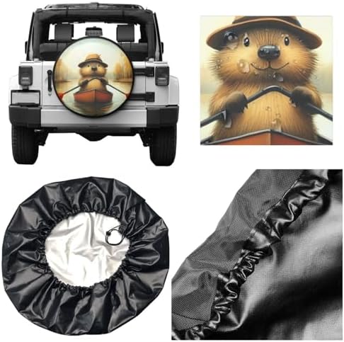Funny Beaver Universal Spare Tire Cover, 16 Inch, Cute Waterproof Polyester - Image 5