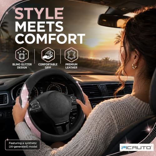 PIC AUTO Steering Wheel Cover, Universal Fit 14.5"-15.5" Car Steering Wheels - Image 3