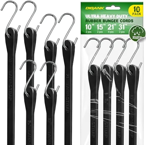 Bungee Cords with Hooks Heavy Duty in 10" by Digank